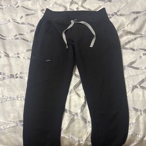 Figs Black Joggers with Elastic Waistband and Ribbed Cuffs